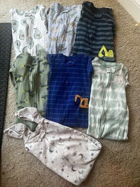 Pack Of 7 Boys Sleeper Footed PJ’s